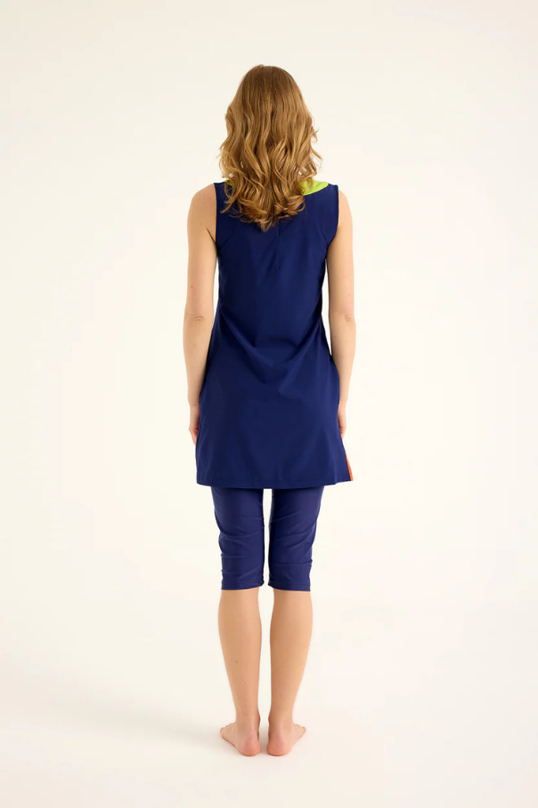 Marina Lacivert Yarı Kapalı Tesettür Mayo - H2502-2