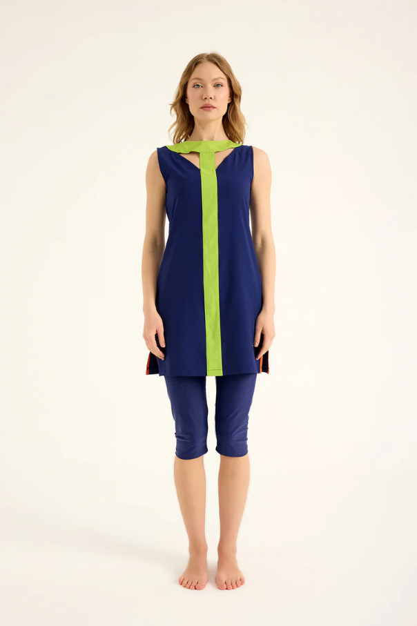 Marina Lacivert Yarı Kapalı Tesettür Mayo - H2502-2