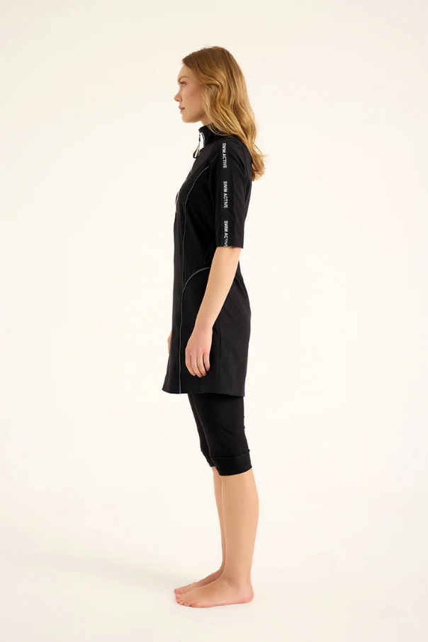 Marina Siyah Yarı Kapalı Tesettür Mayo - H2503