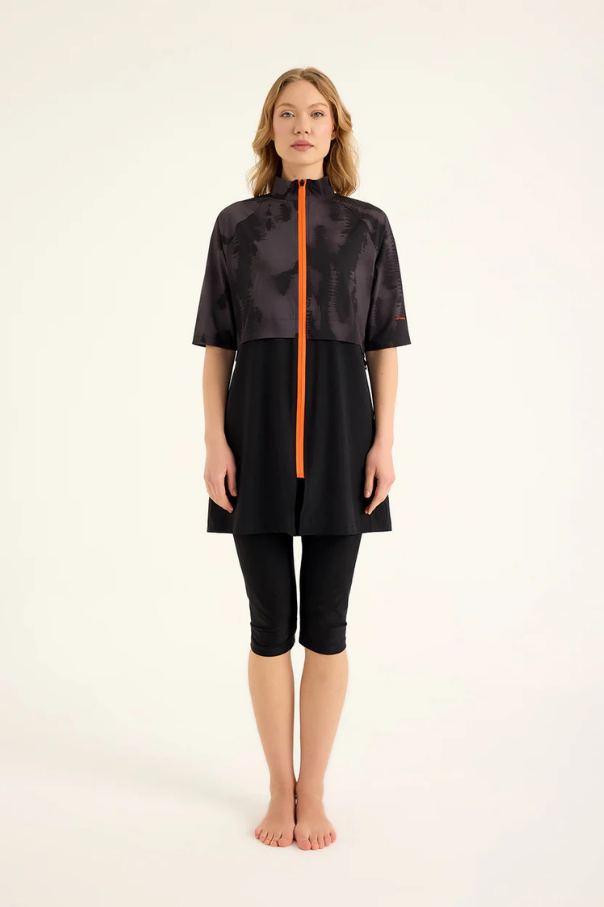 Marina Siyah Yarı Kapalı Tesettür Mayo - H2501