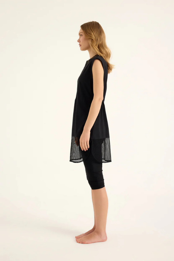 Marina Siyah Yarı Kapalı Tesettür Mayo - H2507-1