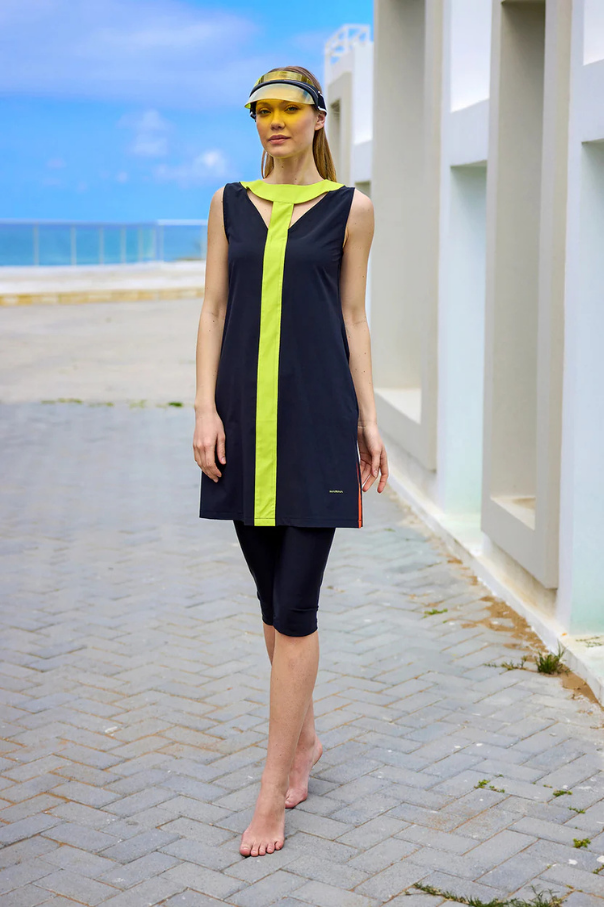 Marina Siyah Yarı Kapalı Tesettür Mayo - H2502-1