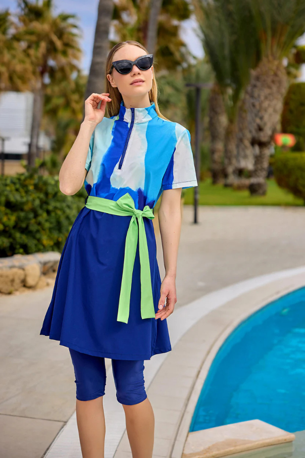 Marina Lacivert Yarı Kapalı Tesettür Mayo - H2510