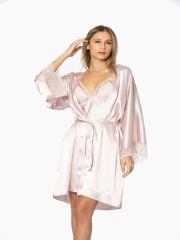 Pierre Cardin Saten Dantelli Gecelik ve Sabahlık Takımı - 4250