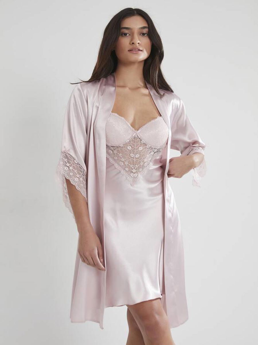 Pierre Cardin Saten Dantelli Gecelik ve Sabahlık Takımı - 4240