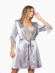 Pierre Cardin Saten Dantelli Gecelik ve Sabahlık Takımı - 4240