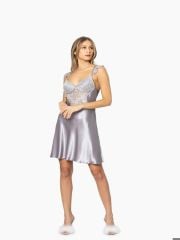 Pierre Cardin Saten Dantelli Gecelik ve Sabahlık Takımı - 4240