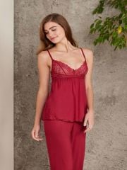 Pierre Cardin Dantelli Penye 3'lü Kadın Pijama Takımı - 2820