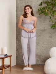 Pierre Cardin Dantelli Penye 3'lü Kadın Pijama Takımı - 2820