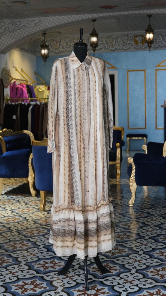 Büyük Beden Desenli Şifon Elbise 5849