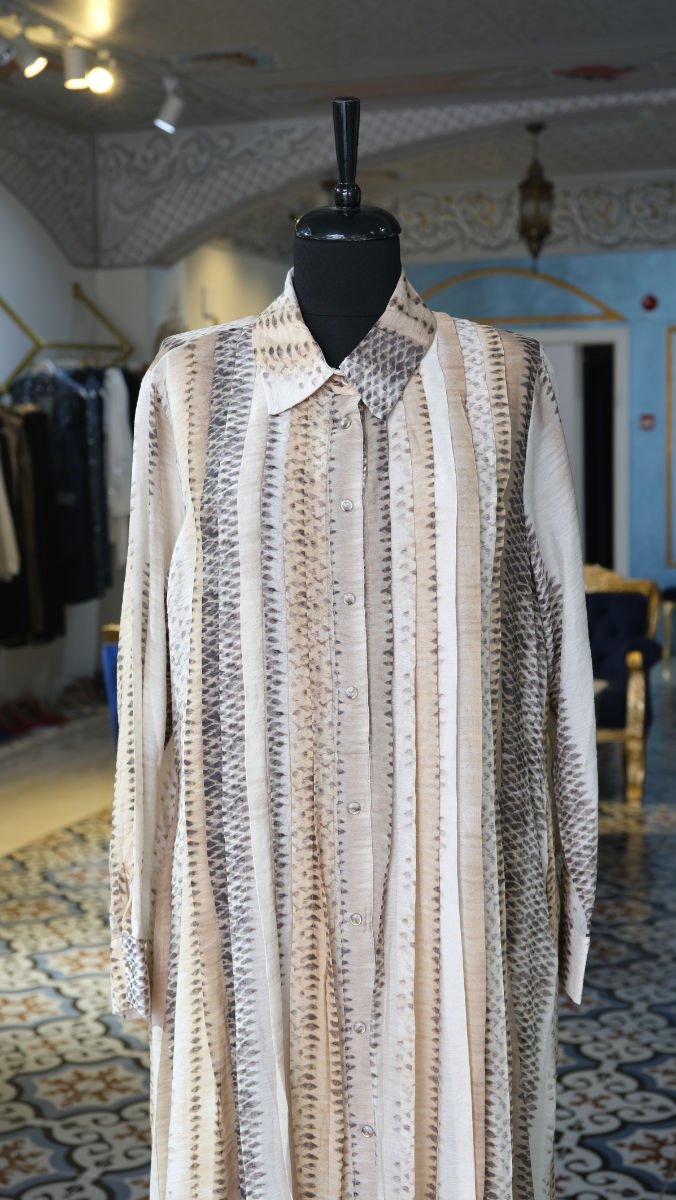 Büyük Beden Desenli Şifon Elbise 5849