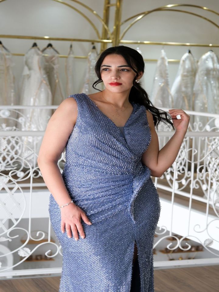 Işıltılı Kruvaze Abiye Elbise