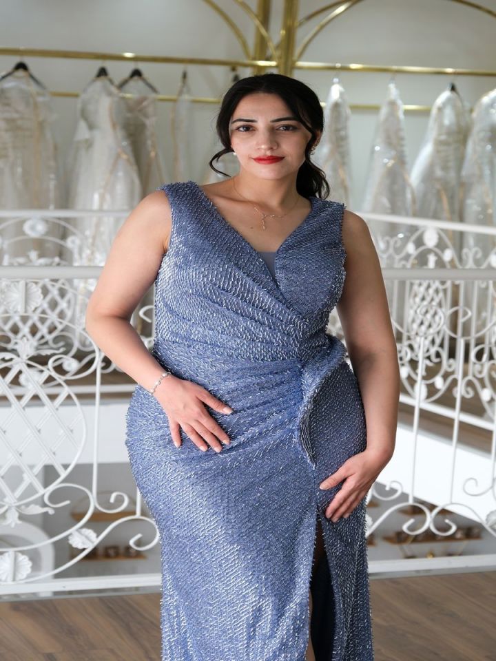 Işıltılı Kruvaze Abiye Elbise