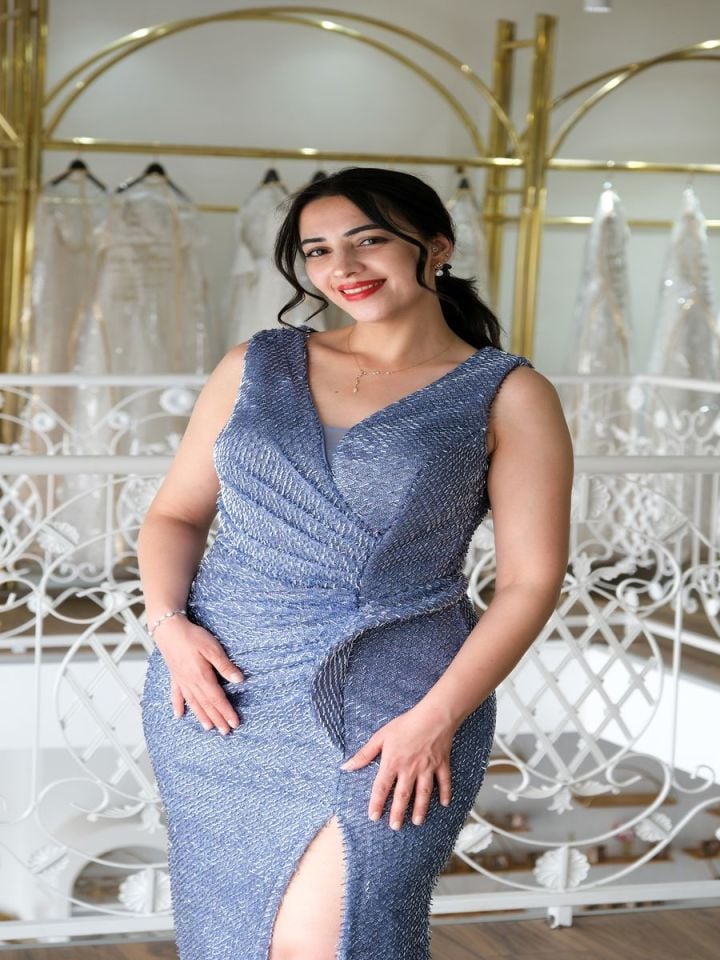 Işıltılı Kruvaze Abiye Elbise