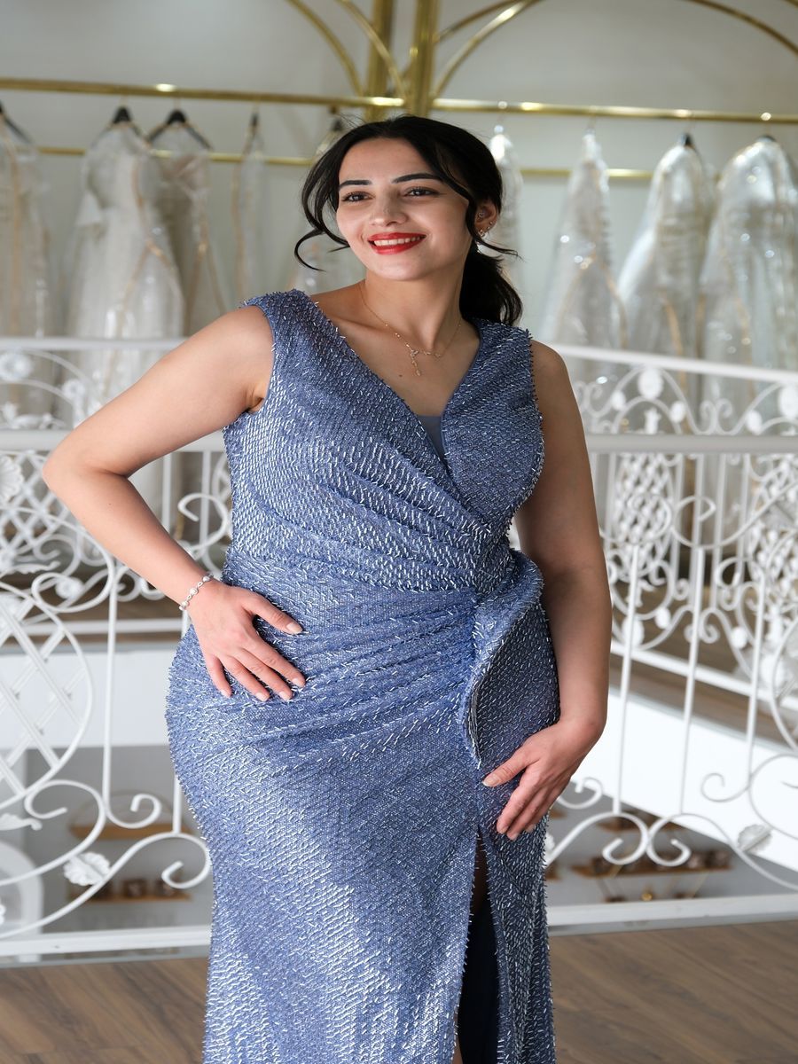 Işıltılı Kruvaze Abiye Elbise