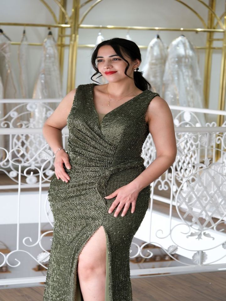 Işıltılı Kruvaze Abiye Elbise