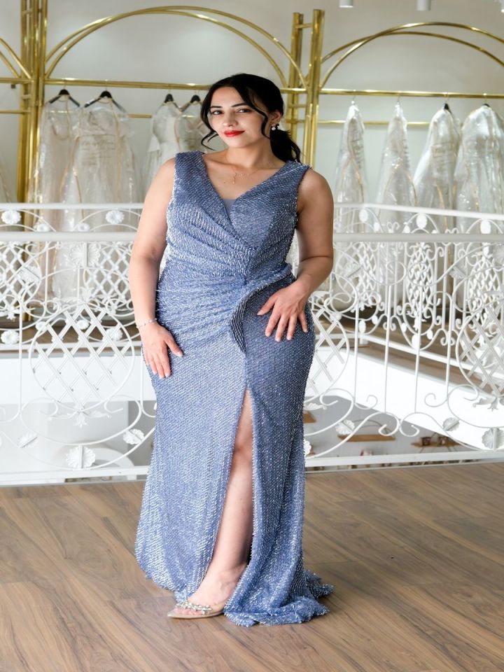 Işıltılı Kruvaze Abiye Elbise