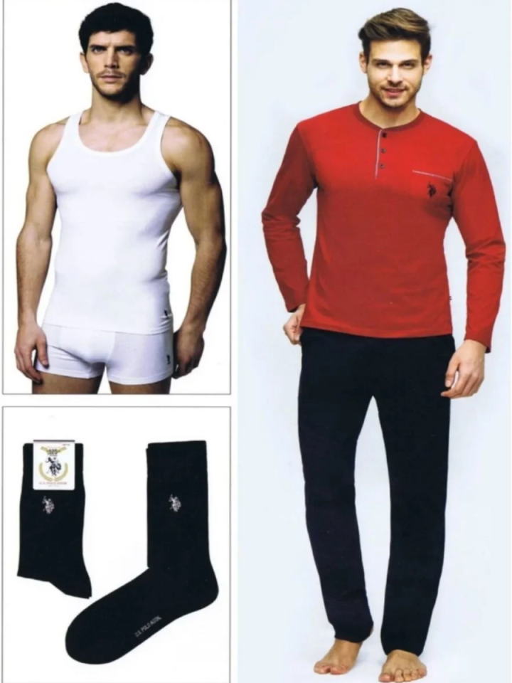 Us Polo Assn Erkek 4 Lü Çeyiz Damat Pijama Takımı 17394