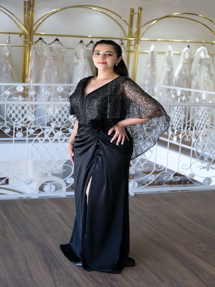 Pelerinli Abiye Elbise