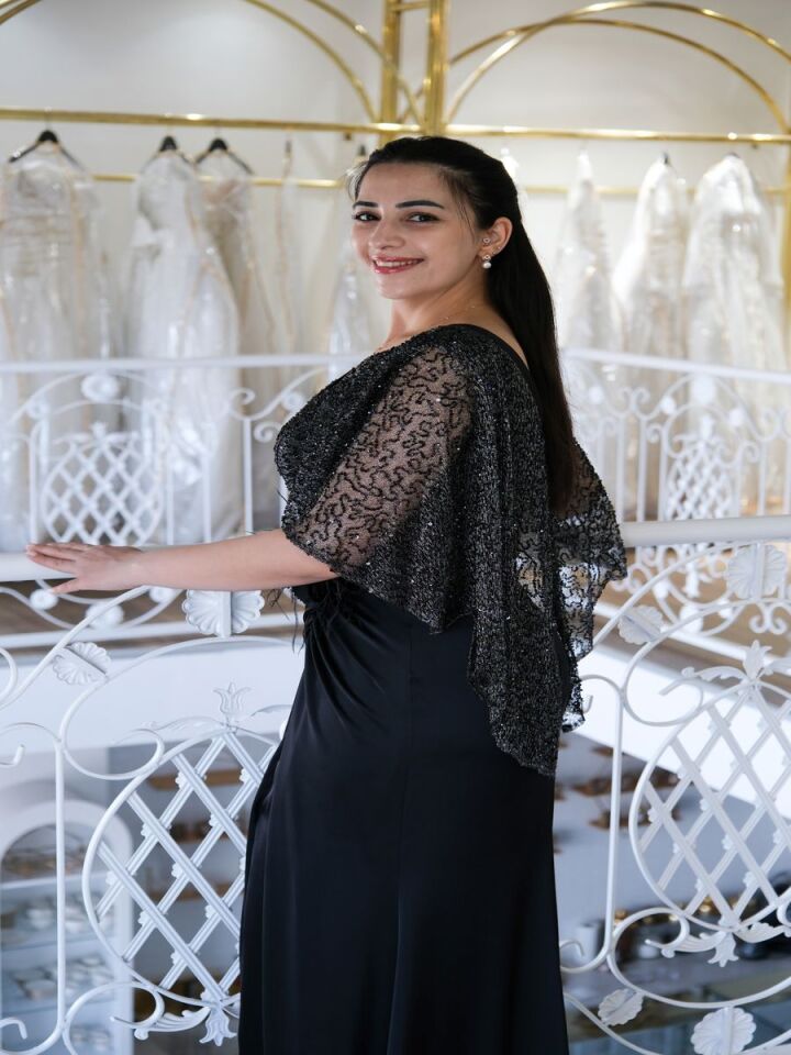 Pelerinli Abiye Elbise