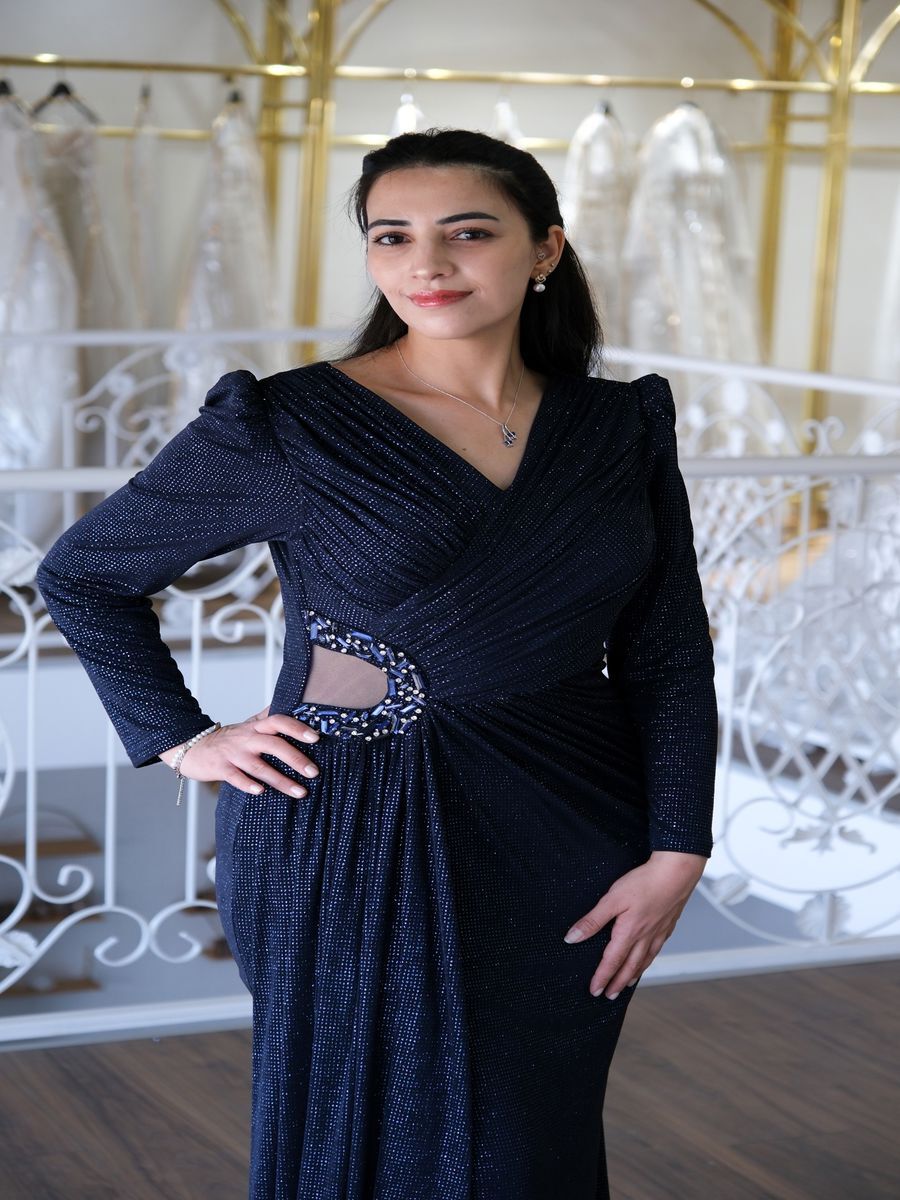 Işıltılı Uzun Kollu Abiye