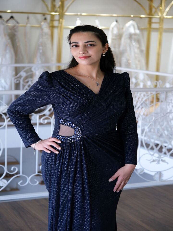 Işıltılı Uzun Kollu Abiye