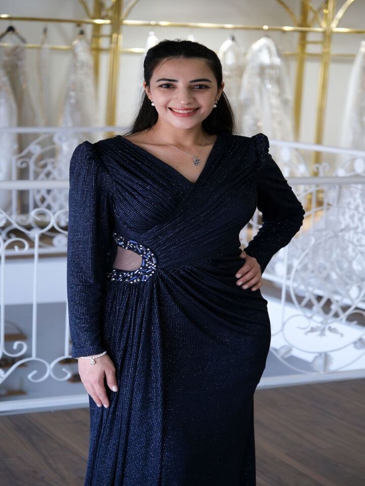 Işıltılı Uzun Kollu Abiye