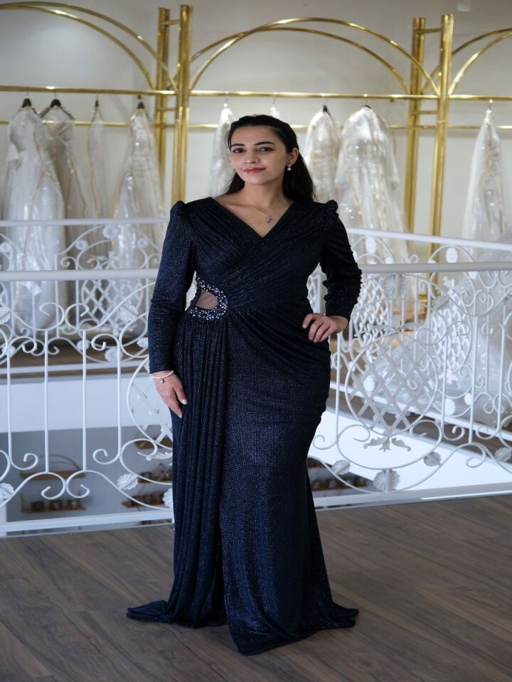 Işıltılı Uzun Kollu Abiye