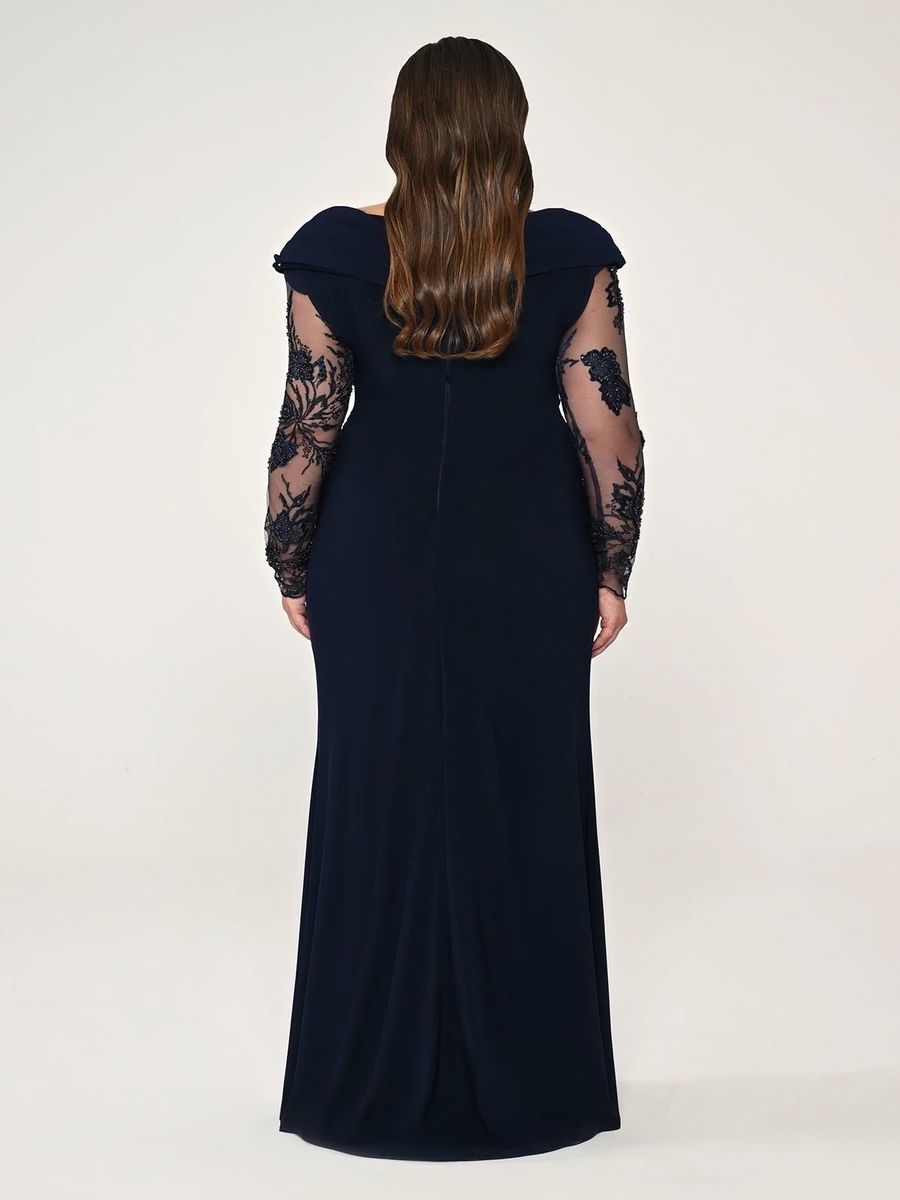 Alfabeta Uzun Boncuklu Tül Kol Krep Uzun Elbise Stok Kodu: MA-B6755-001