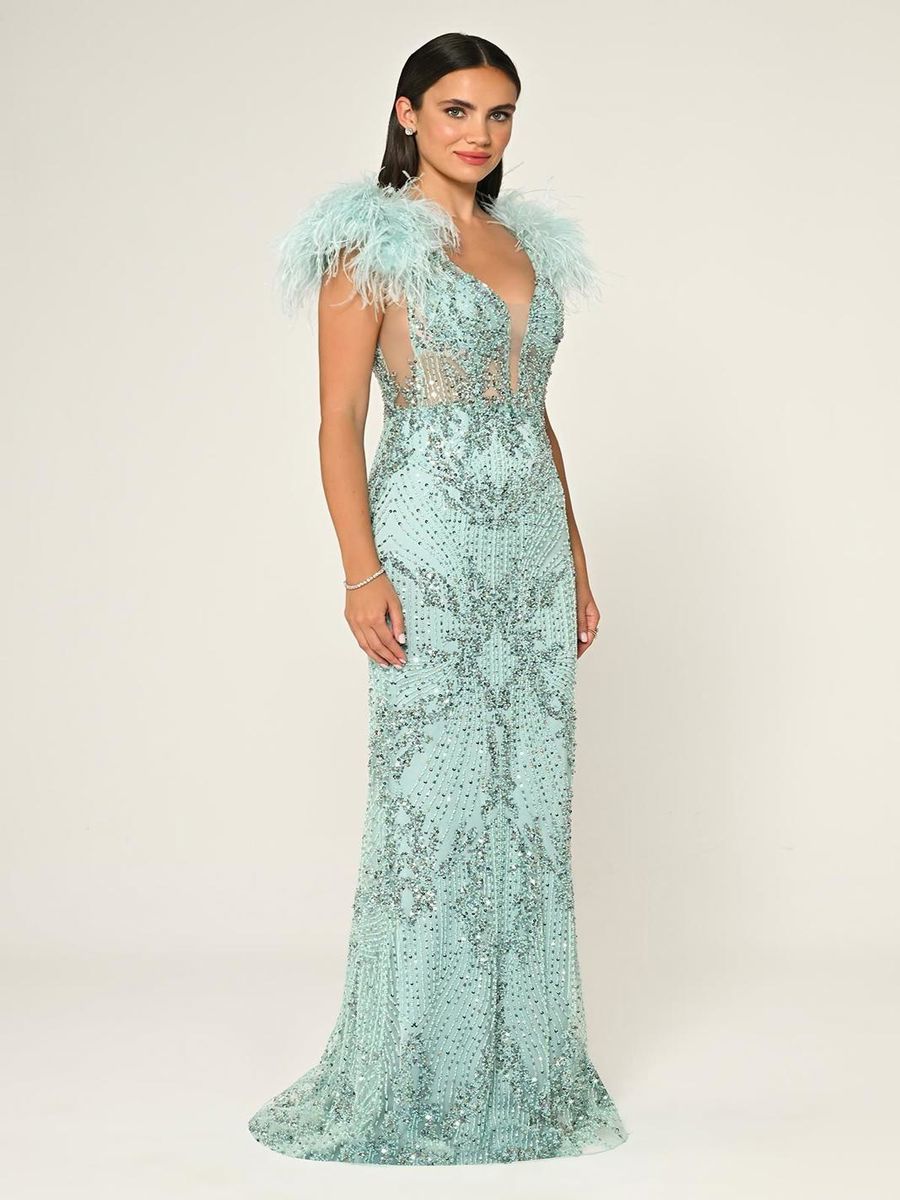 Alfabeta Omzu Otrişli Taşlı Uzun Elbise Stok Kodu: MA-B5826-001