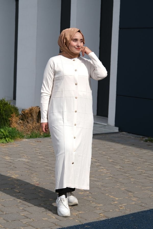 Violet Gold Düğmeli Uzun Triko Hırka