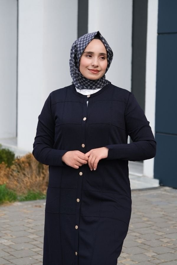 Violet Gold Düğmeli Uzun Triko Hırka