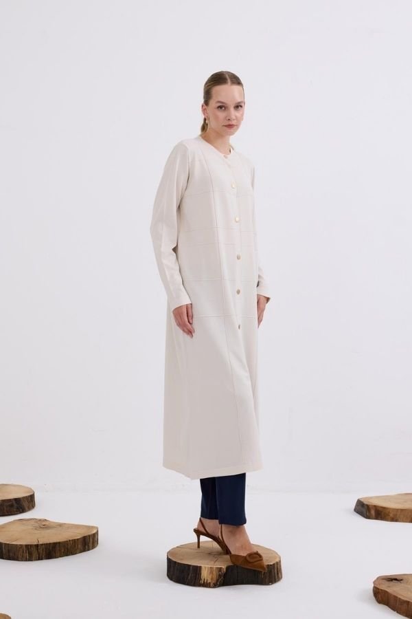 Violet Gold Düğmeli Uzun Triko Hırka