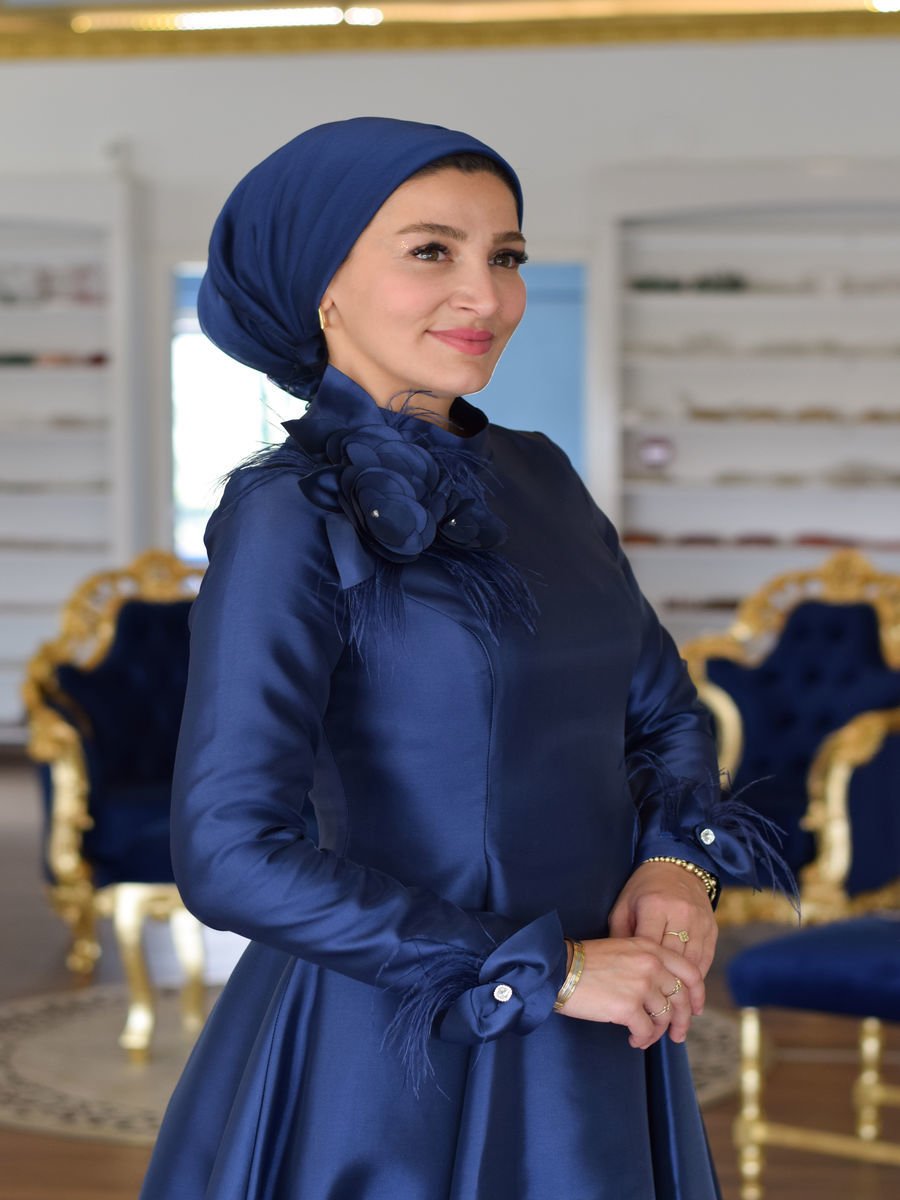 Tesettür Tafta Gülseli Abiye Elbise  F.23GABY.035R023