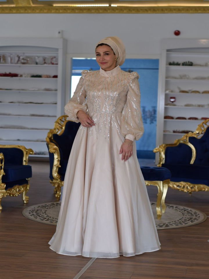 Tesettür İşlemeli Abiye Elbise Adelina Model 22GABY.0095R003