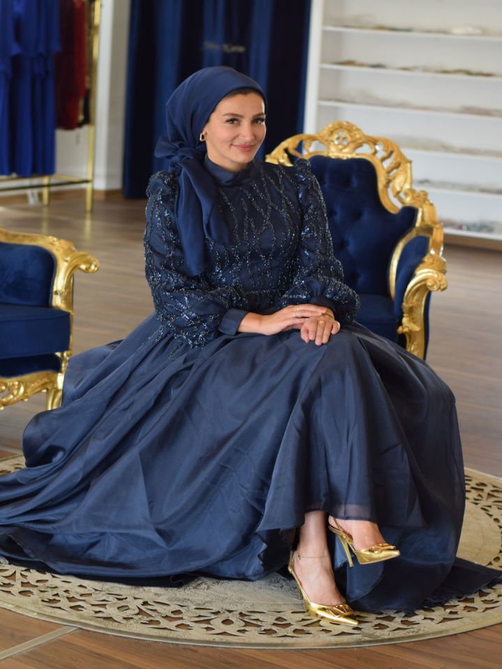 Tesettür İşlemeli Abiye Elbise Adelina Model 22GABY.0095R003