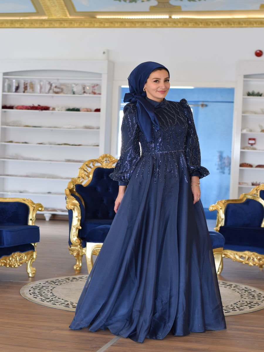 Tesettür İşlemeli Abiye Elbise Adelina Model 22GABY.0095R003