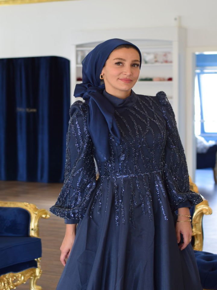Tesettür İşlemeli Abiye Elbise Adelina Model 22GABY.0095R003