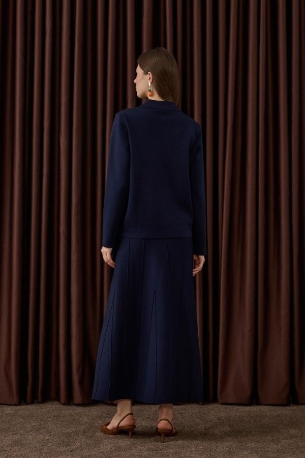 Gold Düğmeli Triko Etekli Takım